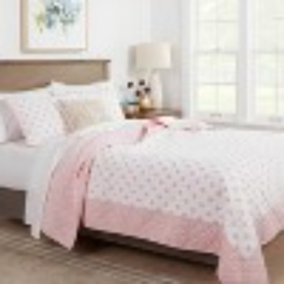 Threshold -Full/Queen Printed Family-Friendly Warm Block Print Quilt Warm - Picture 2 of 3